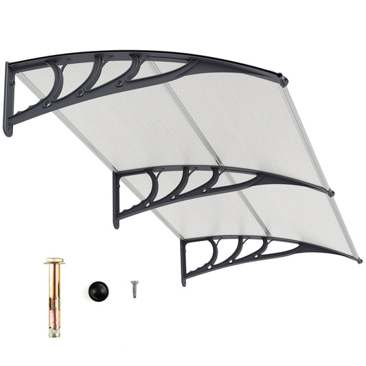 Outdoor Front Door Patio Overhang Awning for Sunlight Rain Snow Wind Protection-Gray
