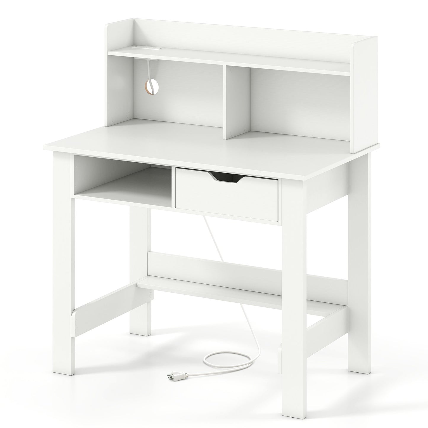 Home Office Computer Desk with Storage Shelves and Drawer Ideal for Working and Studying