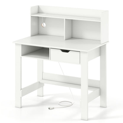 Home Office Computer Desk with Storage Shelves and Drawer Ideal for Working and Studying