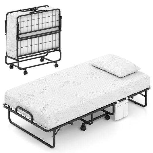 Twin Size Folding Bed with 5 Inch Mattress