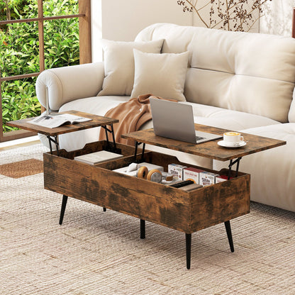 47 Inch Lift Top Coffee Table with 2 Hidden Compartments-Black
