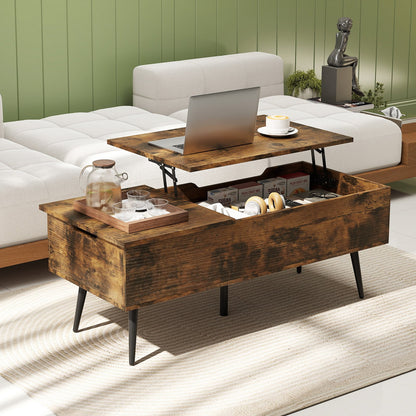 47 Inch Lift Top Coffee Table with 2 Hidden Compartments-Black