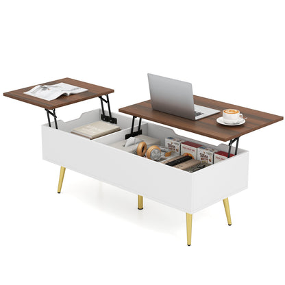 47 Inch Lift Top Coffee Table with 2 Hidden Compartments-Black