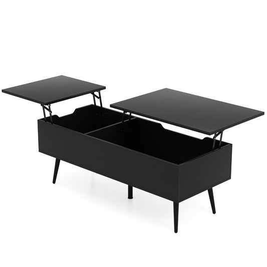 47 Inch Lift Top Coffee Table with 2 Hidden Compartments-Black