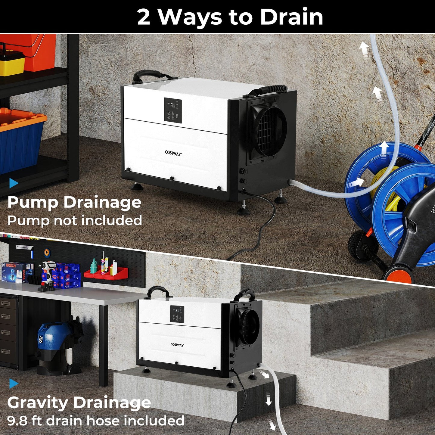 155 Pint Crawl Space Dehumidifier with 3 Modes and 24H Timer-Blue