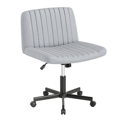 Criss Cross Chair with Wheels Cross-Legged Swivel Desk Chair with Soft-Padded Wide Seat-Beige