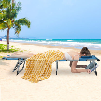 5-position Outdoor Folding Chaise Lounge Chair-Beige