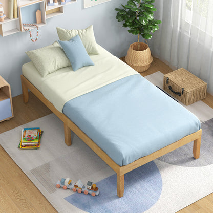 14 Inch Twin Wood Platform Bed Frame with Wooden Slats Support-Espresso