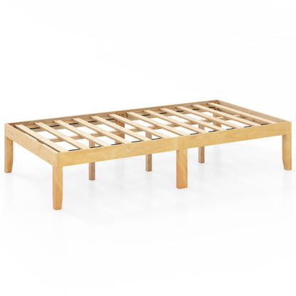 14 Inch Twin Wood Platform Bed Frame with Wooden Slats Support-Espresso