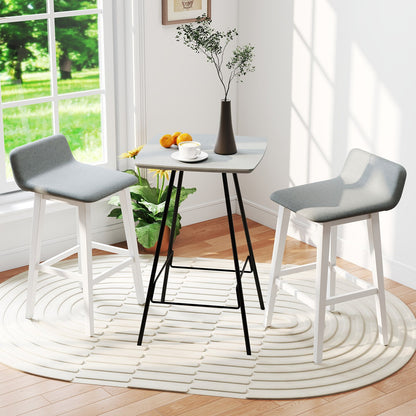 29 Inch Low-Back High-Top Chairs with Padded Seat and Rubber Wood Legs-Brown