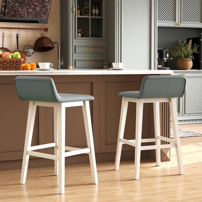 29 Inch Low-Back High-Top Chairs with Padded Seat and Rubber Wood Legs-Brown
