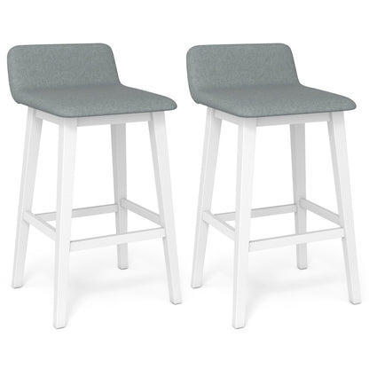 29 Inch Low-Back High-Top Chairs with Padded Seat and Rubber Wood Legs-Brown
