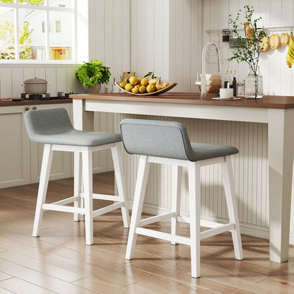24 Inch Counter Height Bar Stools Set of 2 with Low Back-Brown
