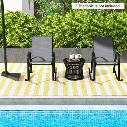 Set of 2 Metal Patio Rocking Chair with Breathable Seat Fabric-Black