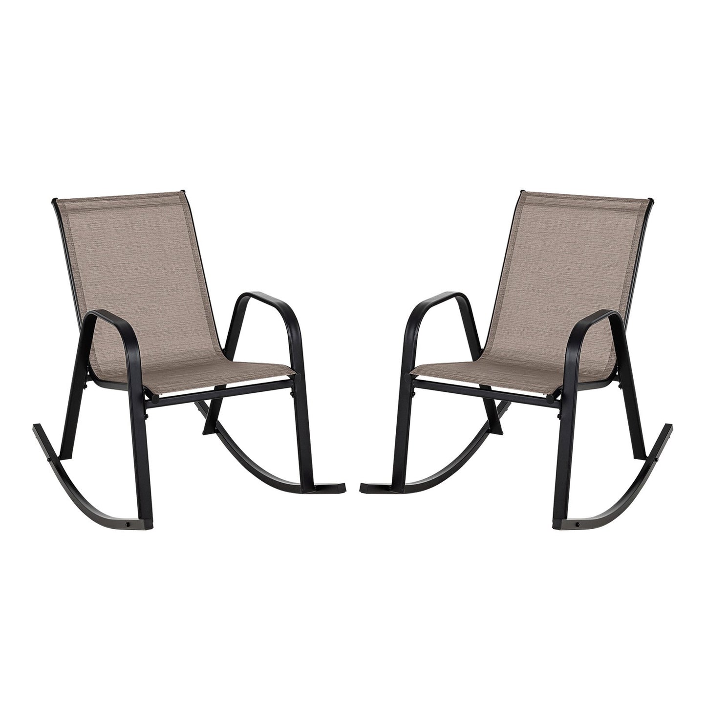 Set of 2 Metal Patio Rocking Chair with Breathable Seat Fabric-Black