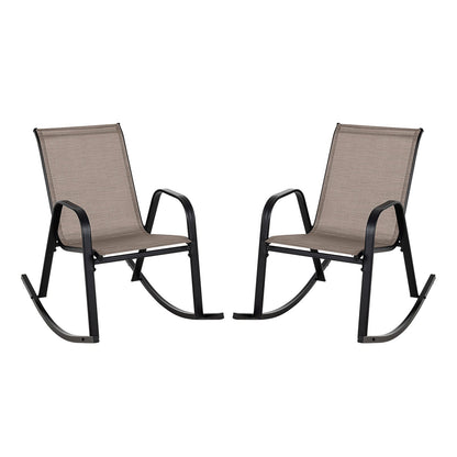 Set of 2 Metal Patio Rocking Chair with Breathable Seat Fabric-Black