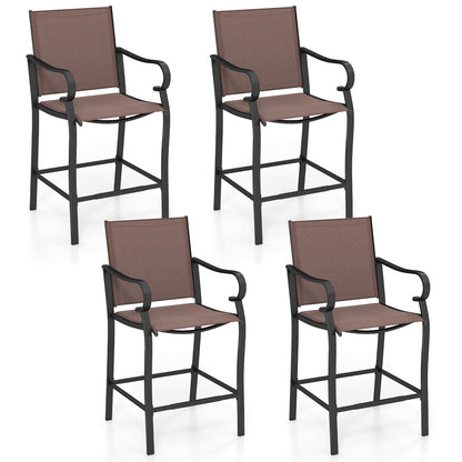 Outdoor Counter Height Bar Stools Set of 2 with Breathable Mesh Fabric
