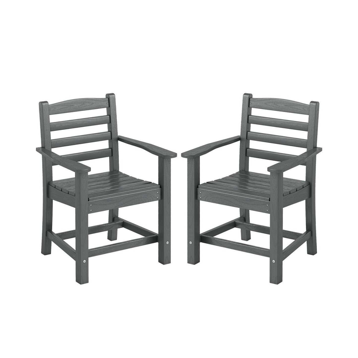 HDPE All Weather Patio Dining Chairs Set of 2 with Wide Armrests-Black