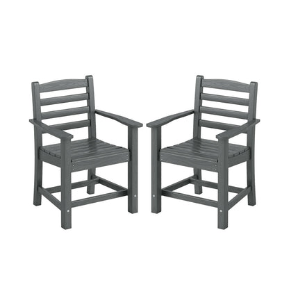 HDPE All Weather Patio Dining Chairs Set of 2 with Wide Armrests-Black