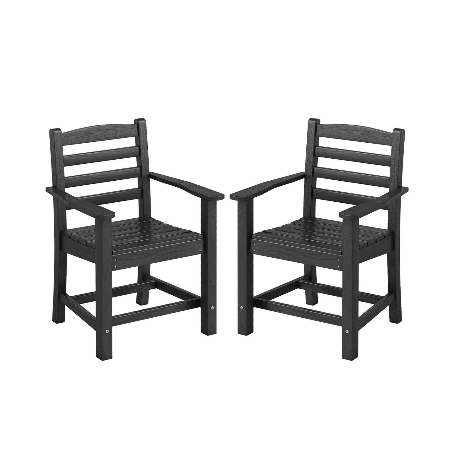 HDPE All Weather Patio Dining Chairs Set of 2 with Wide Armrests-Black