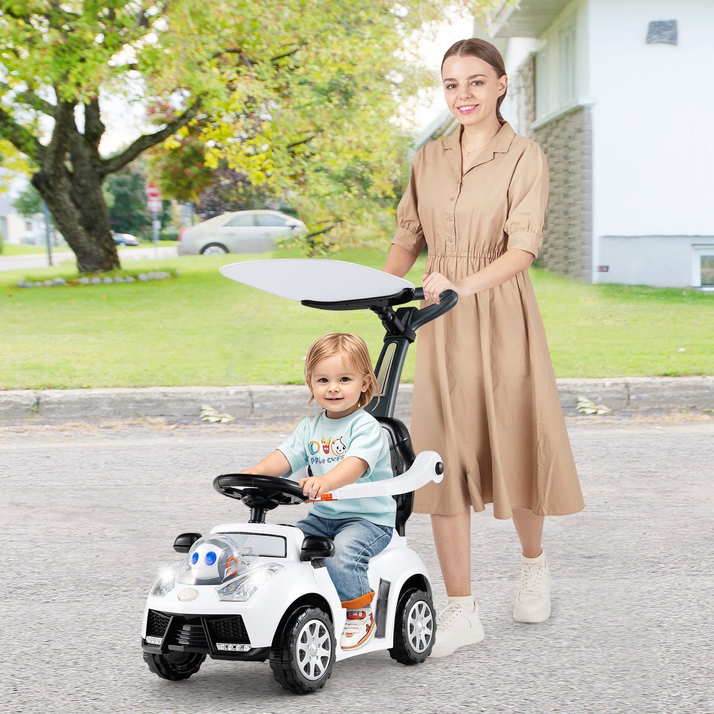 3 in 1 Push Car for Toddler Stroller Sliding Walking Car for Boys and Girls-Pink