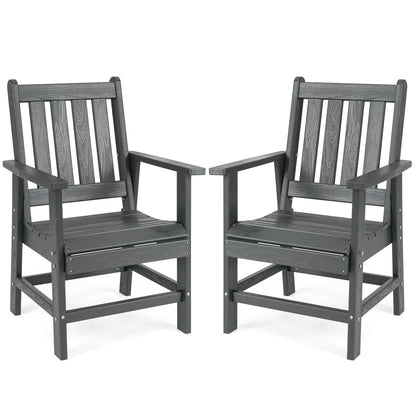 Set of 2 Patio Dining Chairs with Wide Armrests-Black