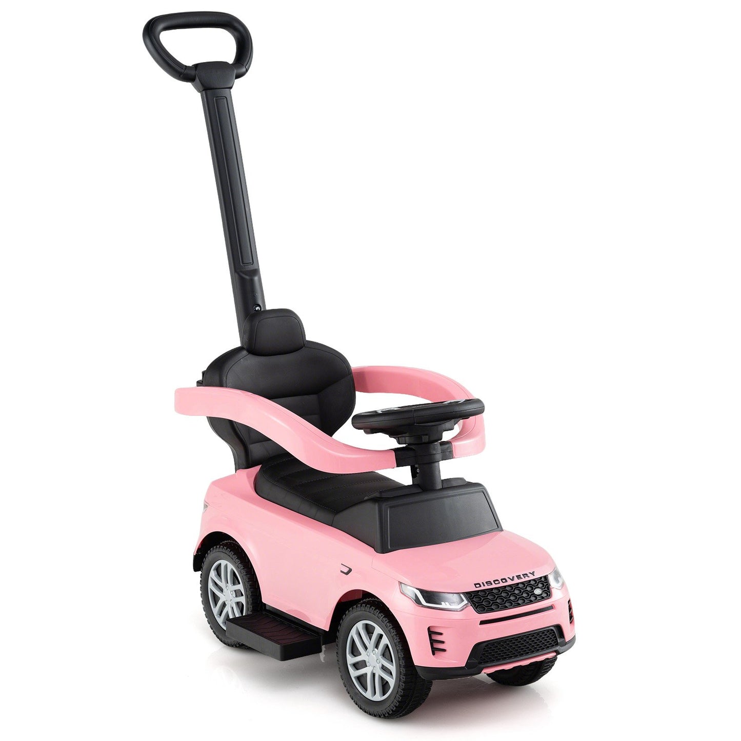 3 in 1 Push Car with Removable Handle and Guardrail for Kids 18-36 Months Old-Black