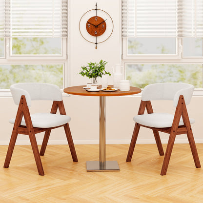 Wooden Dining Chair Set of 4 Mid-Century Modern Sherpa Upholstered Kitchen Dining Room Chairs-Black