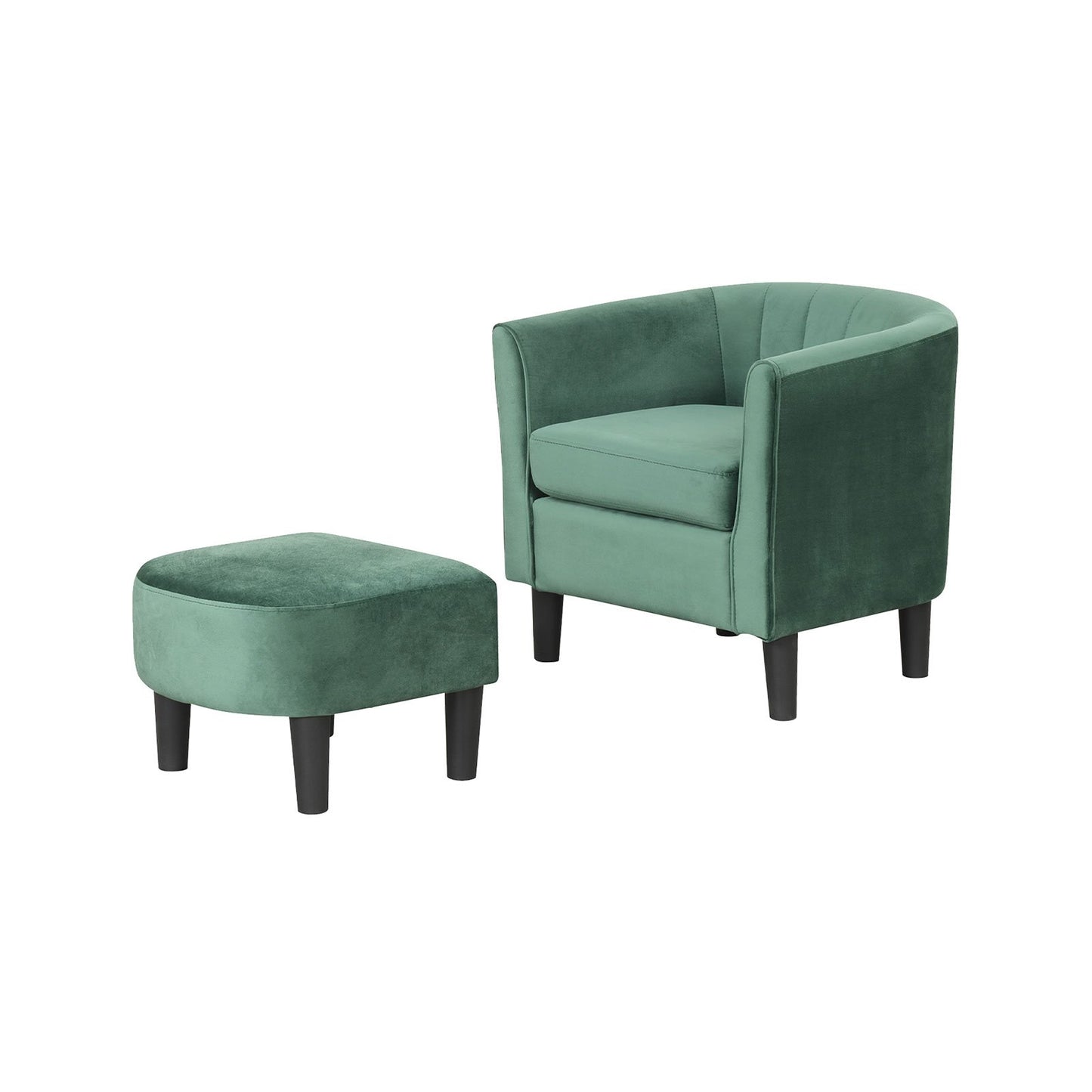 Upholstered Teddy Velvet Club Barrel Chair with Ottoman with Footrest-Beige