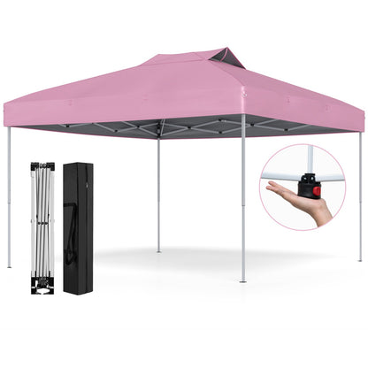 10 X 10 FT Foldable Outdoor Patio Shelter Canopy Tent with 1-Push Center Lock-Blue