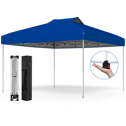 10 X 10 FT Foldable Outdoor Patio Shelter Canopy Tent with 1-Push Center Lock-Blue