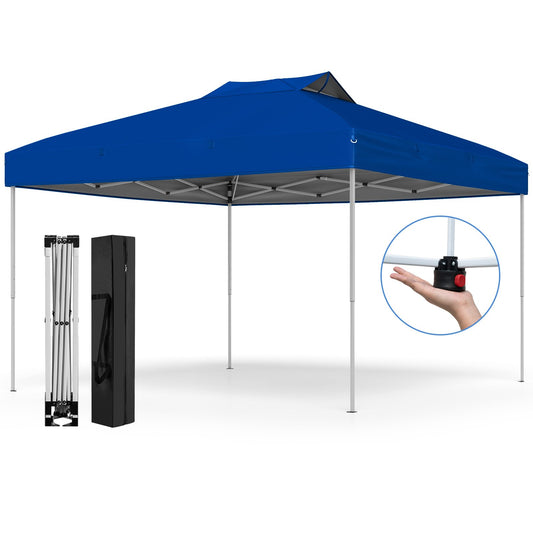 10 X 10 FT Foldable Outdoor Patio Shelter Canopy Tent with 1-Push Center Lock-Blue
