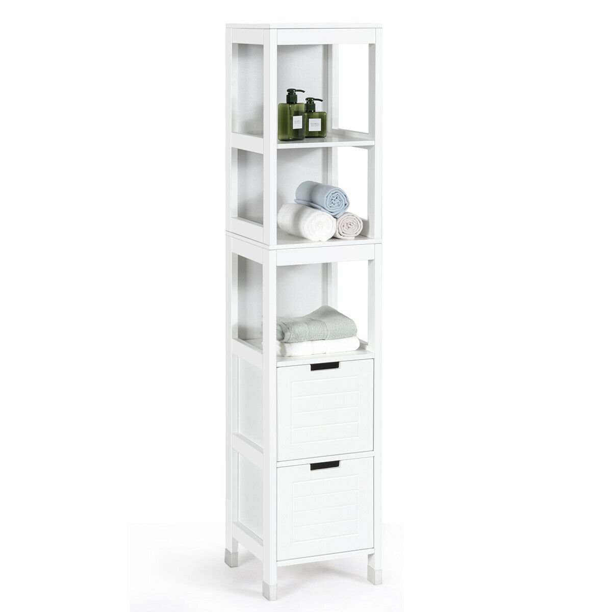 5-Tier Multifunctional Bathroom Floor Cabine Storage with 2 Drawers