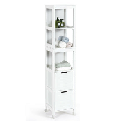 5-Tier Multifunctional Bathroom Floor Cabine Storage with 2 Drawers