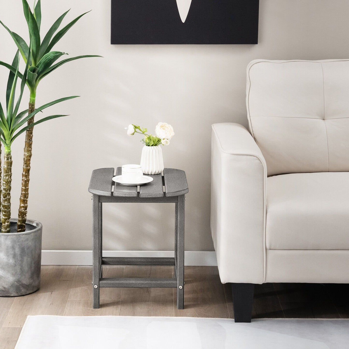 18 Inch Weather Resistant Side Table for Garden Yard Patio-Black