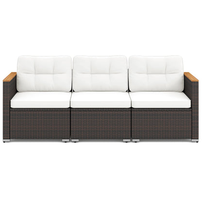 3-Seat Patio Couch Sofa with Deep Seating and Cushion-White