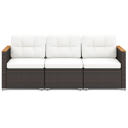 3-Seat Patio Couch Sofa with Deep Seating and Cushion-White
