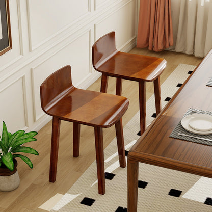 Wood Dining Chair Set of 2 Farmhouse Kitchen Dining Room Chairs Mid-Century Modern Armless Side Chairs-Brown