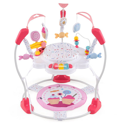 Baby Activity Center Height Adjustable Baby Bouncing Saucer with Interactive Toys-Blue