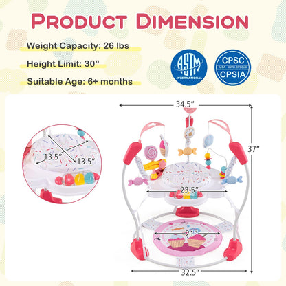 Baby Activity Center Height Adjustable Baby Bouncing Saucer with Interactive Toys-Blue