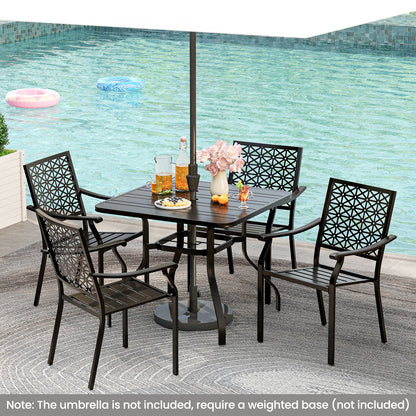 37 Inch Square Patio Dining Table with Umbrella Pole Hole
