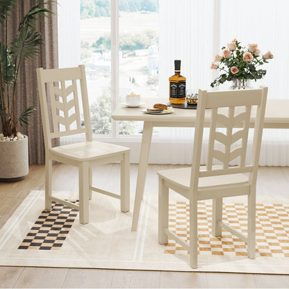 Kitchen Side Dining Chair Set of 2 with Rubber Wood Frame-Black