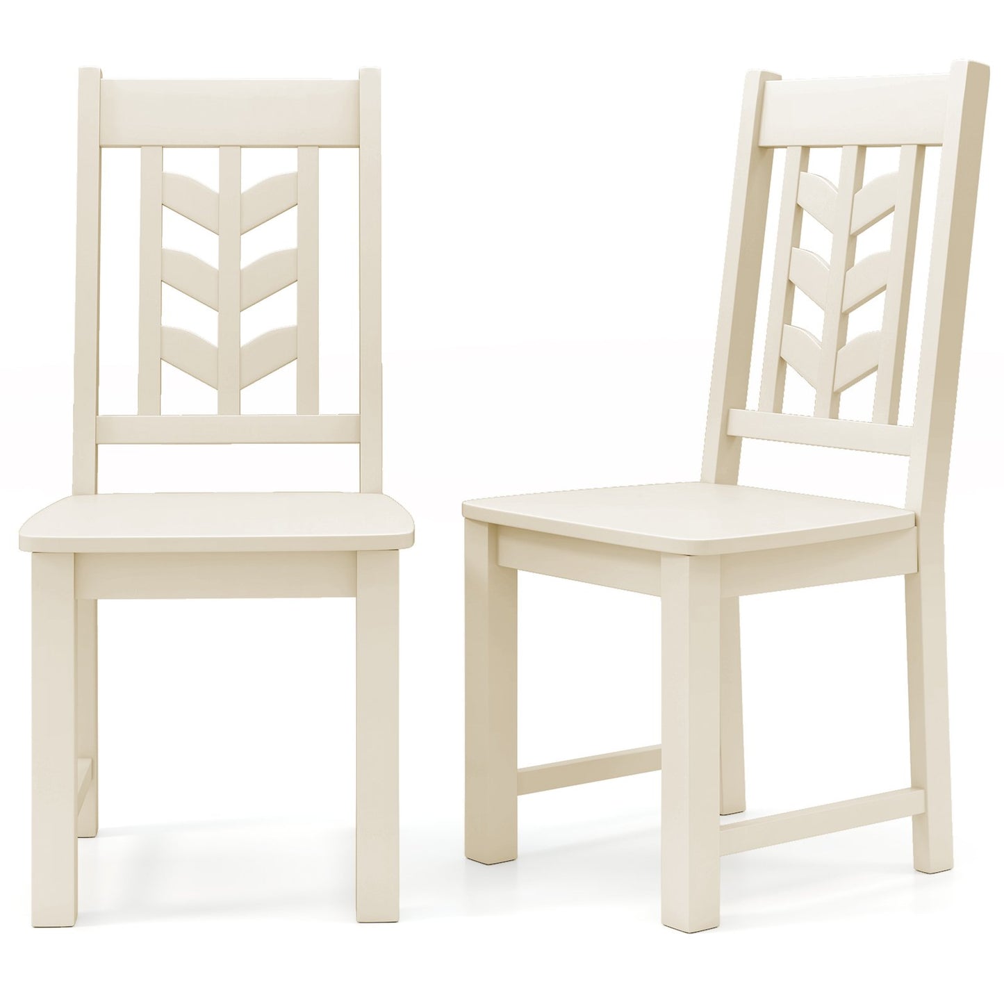 Kitchen Side Dining Chair Set of 2 with Rubber Wood Frame-Black
