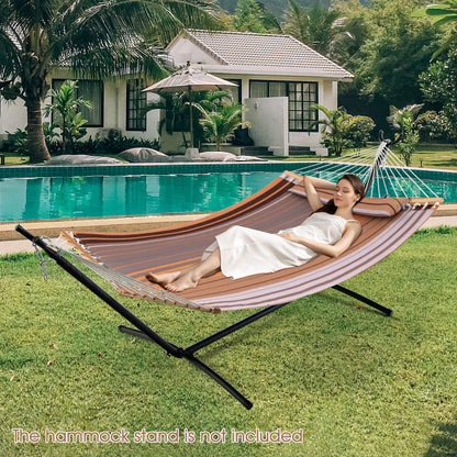 Foldable Portable Patio Hammock Swing Chair Bed with Detachable Pillow
