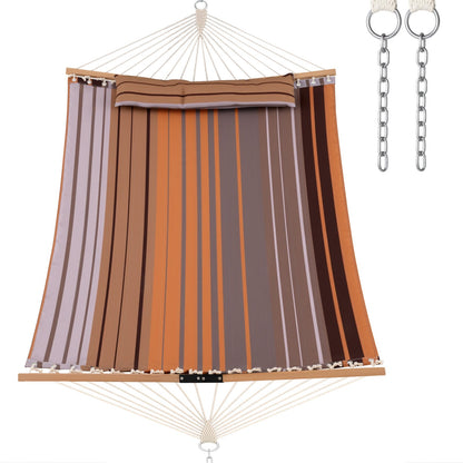 Foldable Portable Patio Hammock Swing Chair Bed with Detachable Pillow
