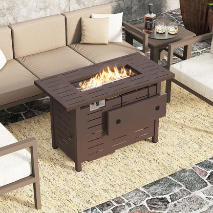 40 Inch Outdoor Propane Fire Pit Rectangle Gas Fire Table with Lava Rocks-Black