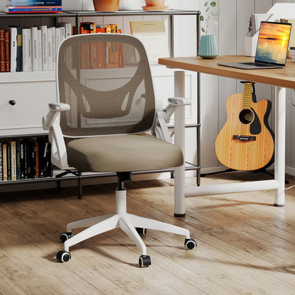 Ergonomic Computer Desk Chair with Lumbar Support and Flip-up Arms-Black