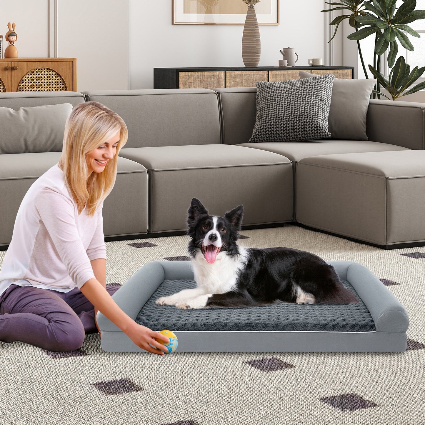 Orthopedic Foam Dog Bed Large Dog Sofa Couch with Removable Cover-XL