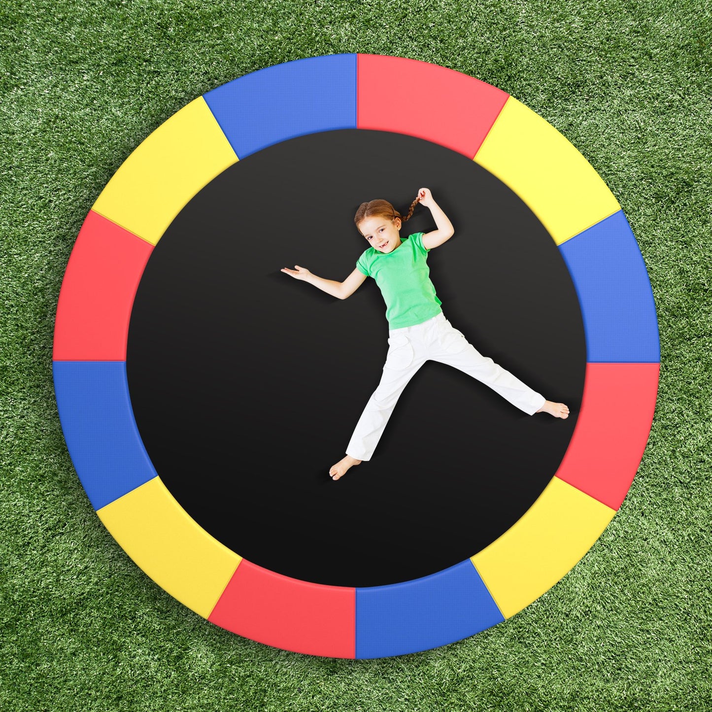 8-16 FT Trampoline Pad Replacement Safety Pad with Fixing Straps (Multicolor)-15FT