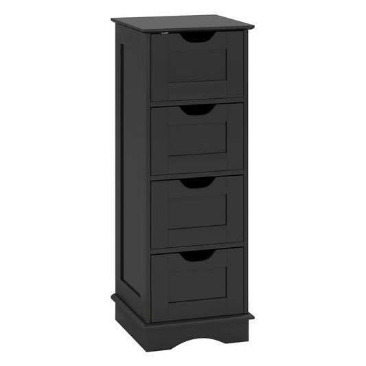 Bathroom Storage Cabinet with Cutout Handles and 4 Drawers-Black